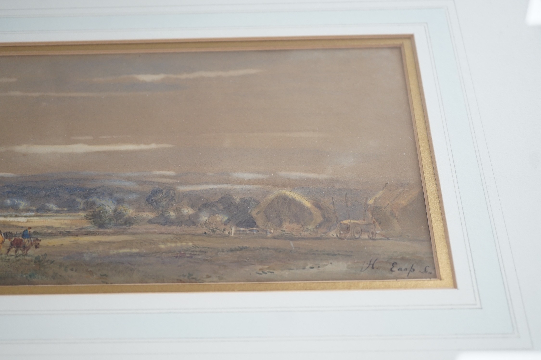 Henry Earp Snr (1831-1914)watercolour, Horseman in a landscape, signed, 13 x 31cm